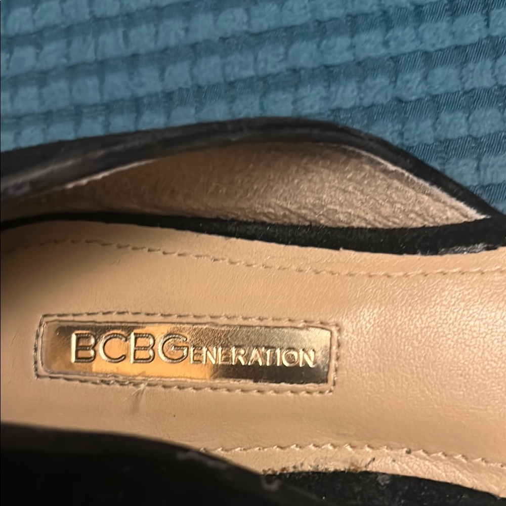 Bcbgeneration Black Leather/Fabric Upper Lace Fla… - image 2